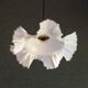 Old white glass pendant light with translucent net - circa 1930. Brass socket and new cable