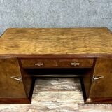Art Deco period center desk in walnut and burr walnut circa 1940