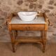 Marble and wood washbasin furniture in Louis-Philippe style.