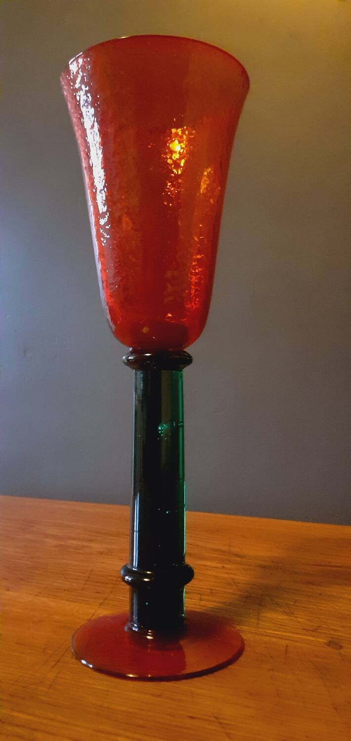 80s Memphis style glass footed vase
