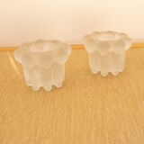 2 bougeoirs en verre mat