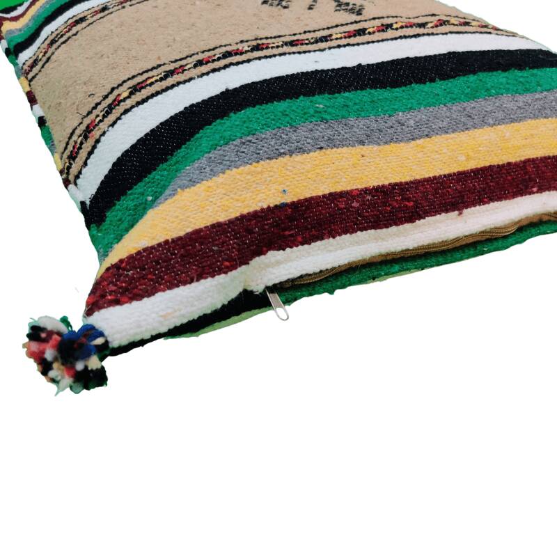 Berber folkloric green cushion with pompom