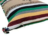 Coussin berbère folklorique vert à pompon