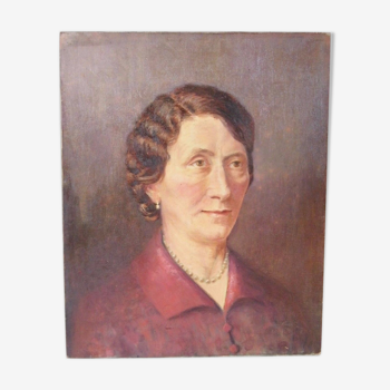 Oil on canvas portrait of notable woman