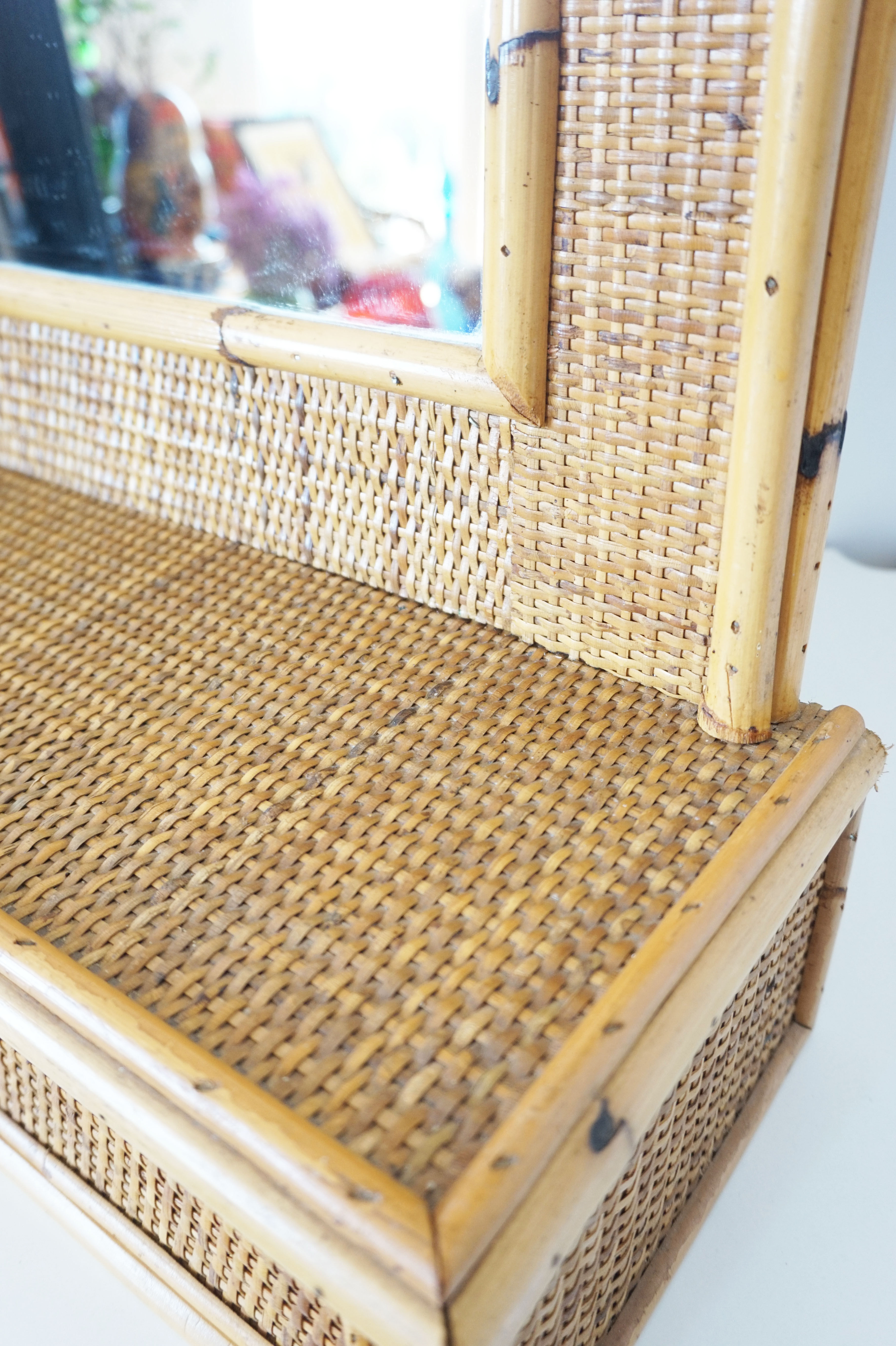 Rattan wall dressing mirror 72x50