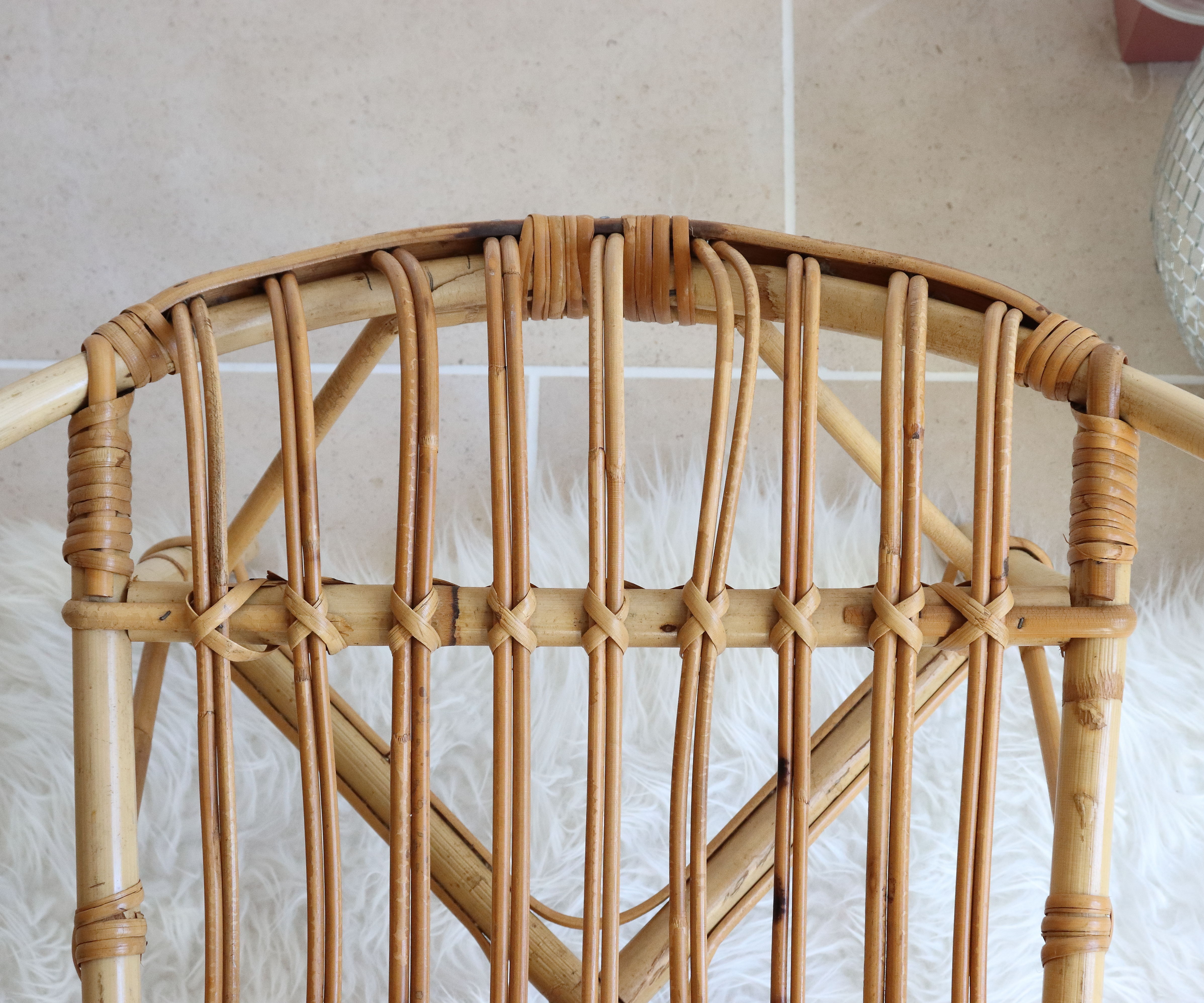 Adult-sized rattan shell chair