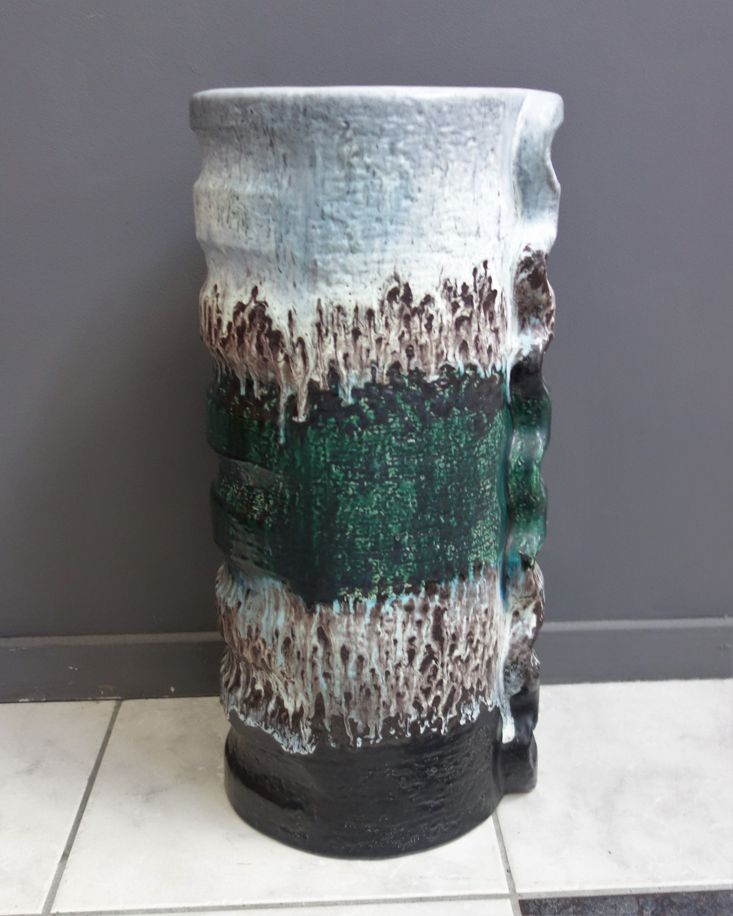 Green and white floor vase by Dumler & Breiden 1970s