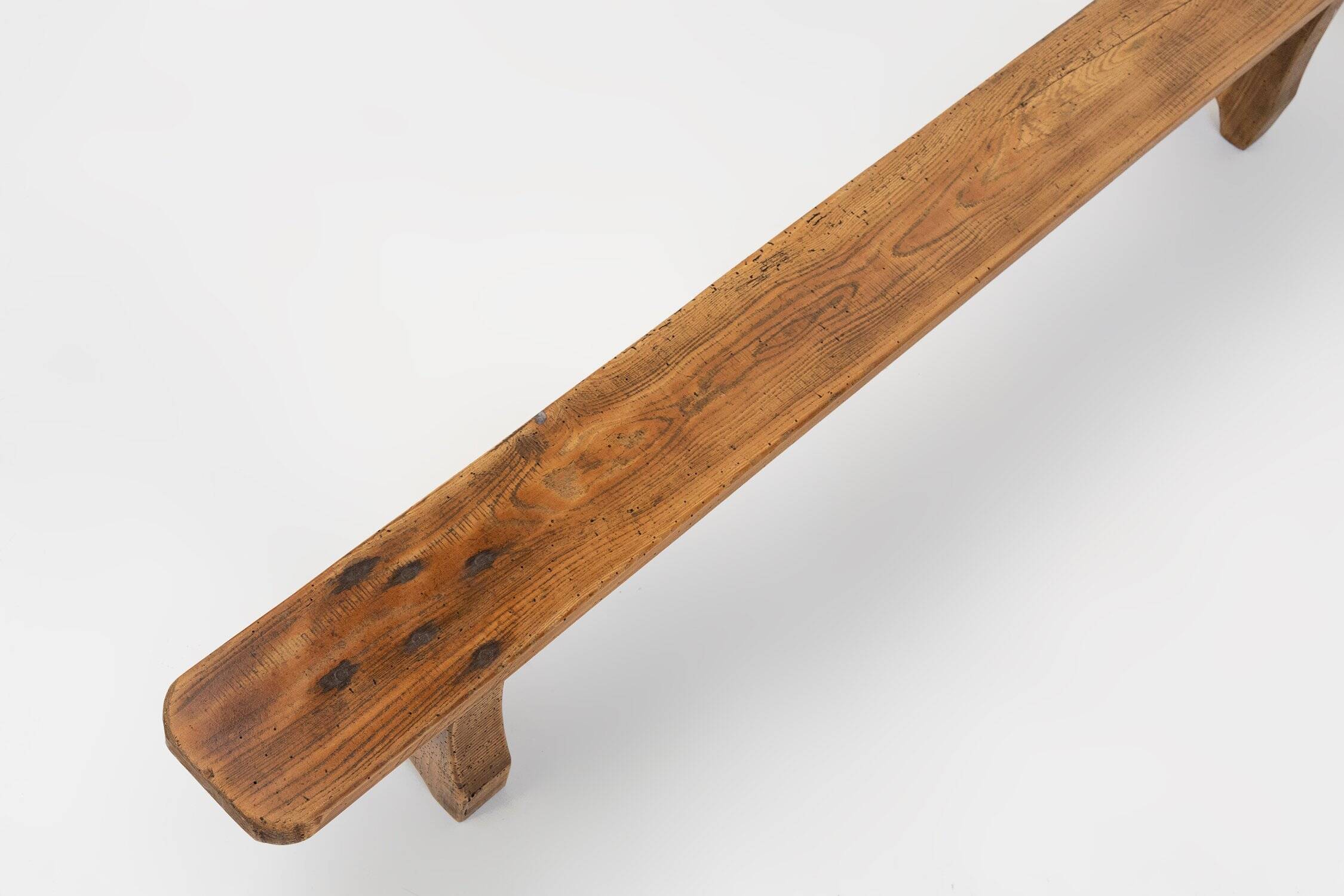 Rustic Low Bench in Wood, France, 1850s
