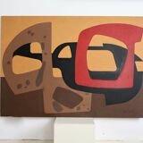 Tableau (panneau bois peint sans fixation). Formes libres, années 70