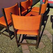 6 chaises vintage bois et tissu orange