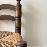 Vintage  chair in turned wood and straw, . 1950