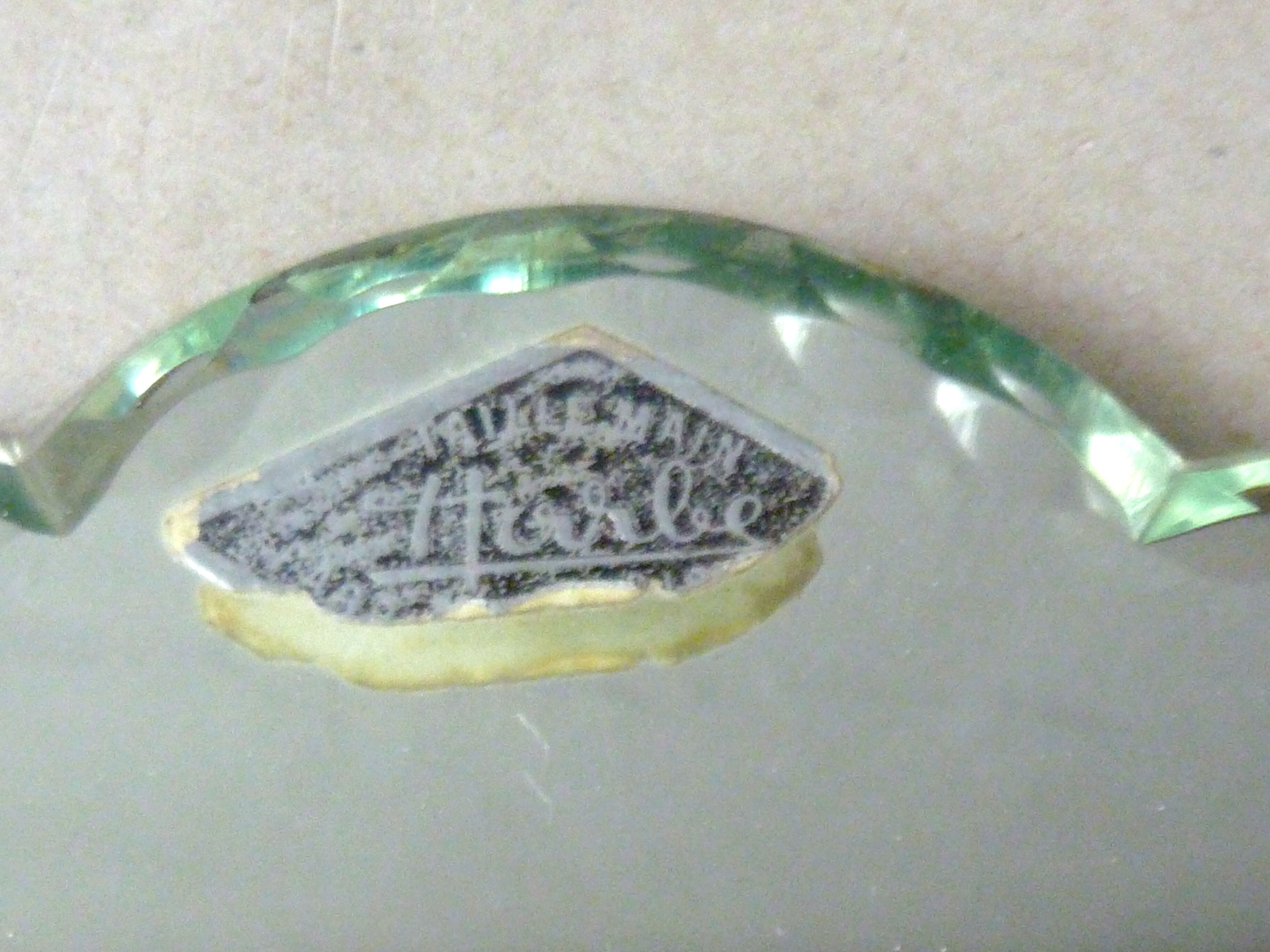 Hand glass mirror beveled art deco 13x28cm