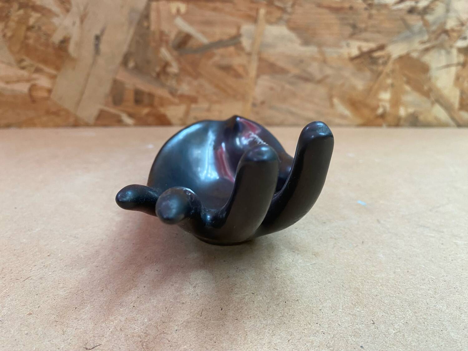 Old vallauris pocket tray hand shape black ceramic vintage decoration