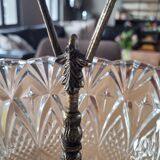 Cut glass bowl on a metal stand / compote dish