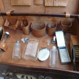 Leather and brass nineteenth monogrammed MCS suitcase