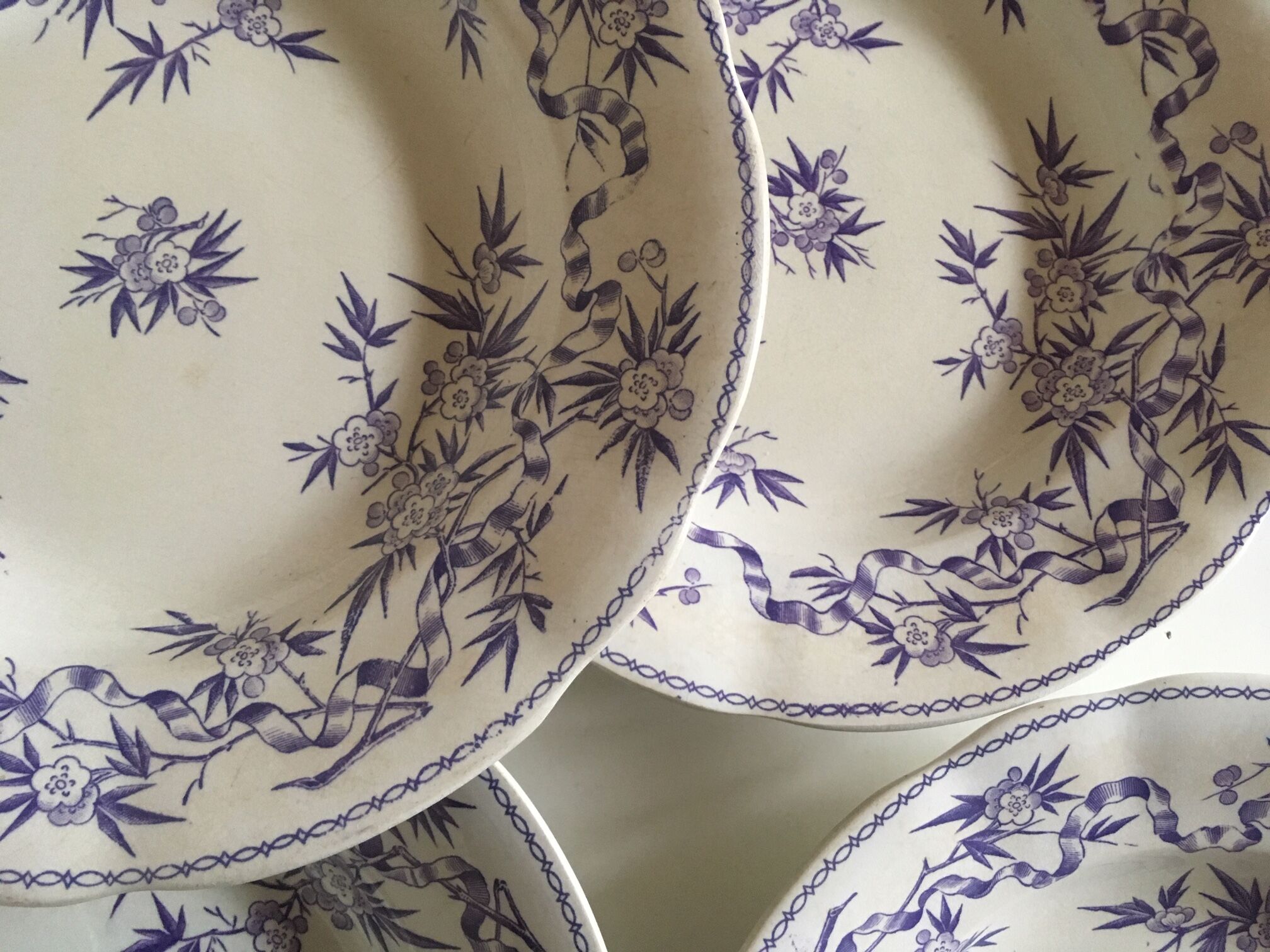 Set of 7 soup plates earthenware of Sarreguemines circa 1870 décor thorns