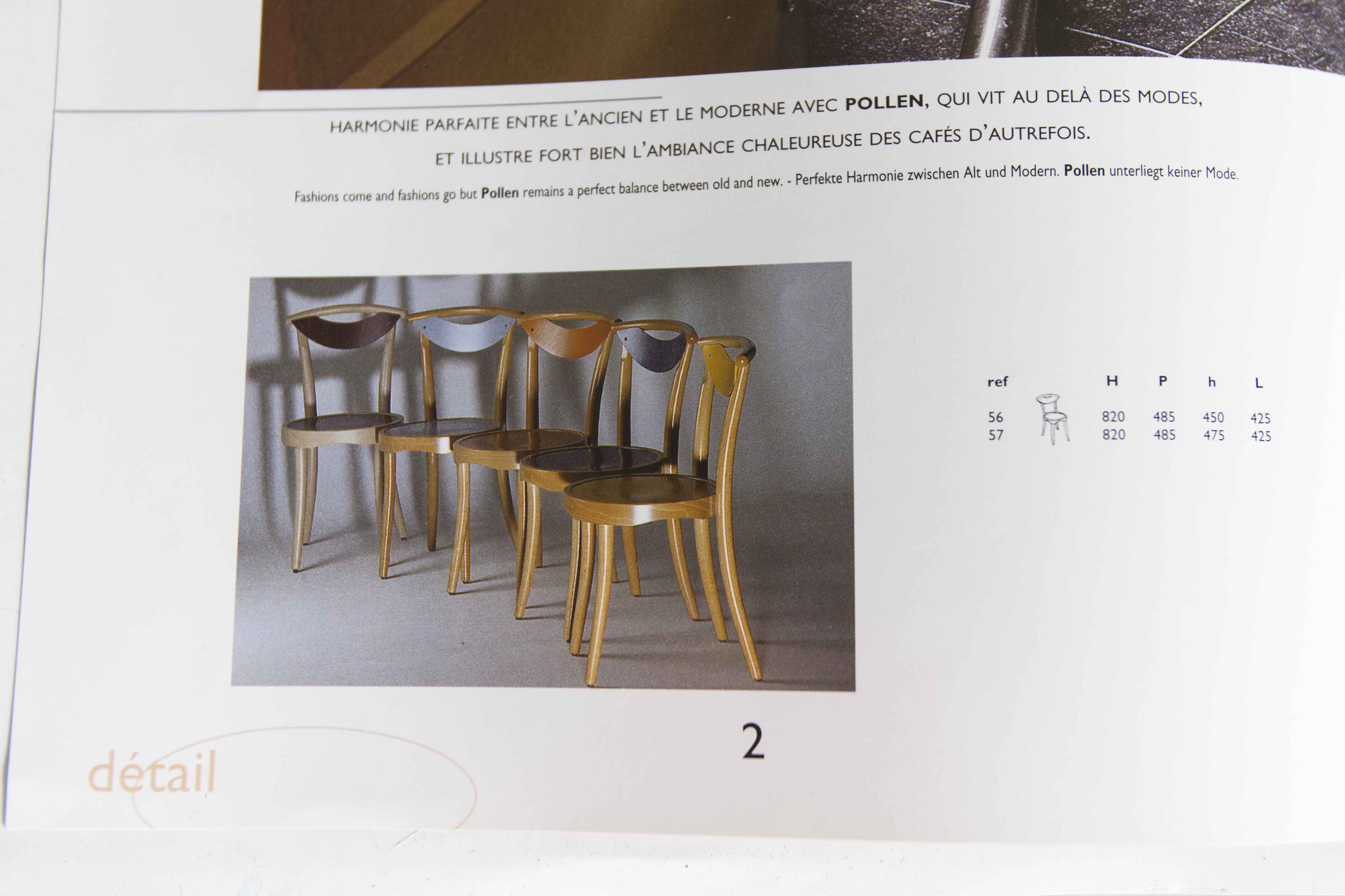 set of 4 chairs bistro Baumann model "Pollen café" design Pagnon / Pelhaître 1997