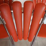 4 orange petal chairs, vintage