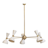 Italian chandelier in brass 5 arms white