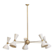 Lustre italien en laiton 5 bras blanc