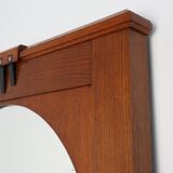 Art Deco Oak Wall Mirror, Belgium, circa 1915