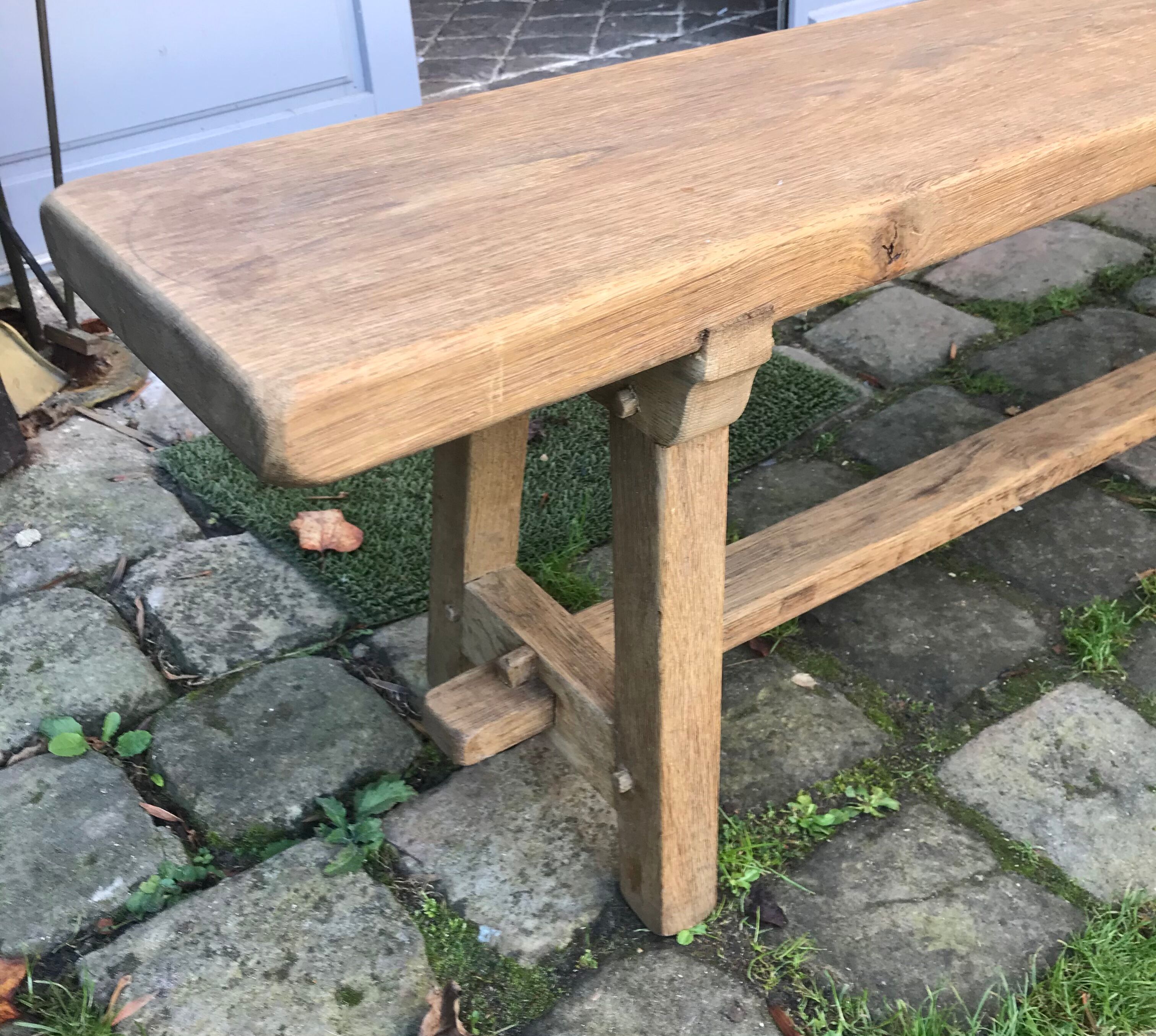 Striped oak bench