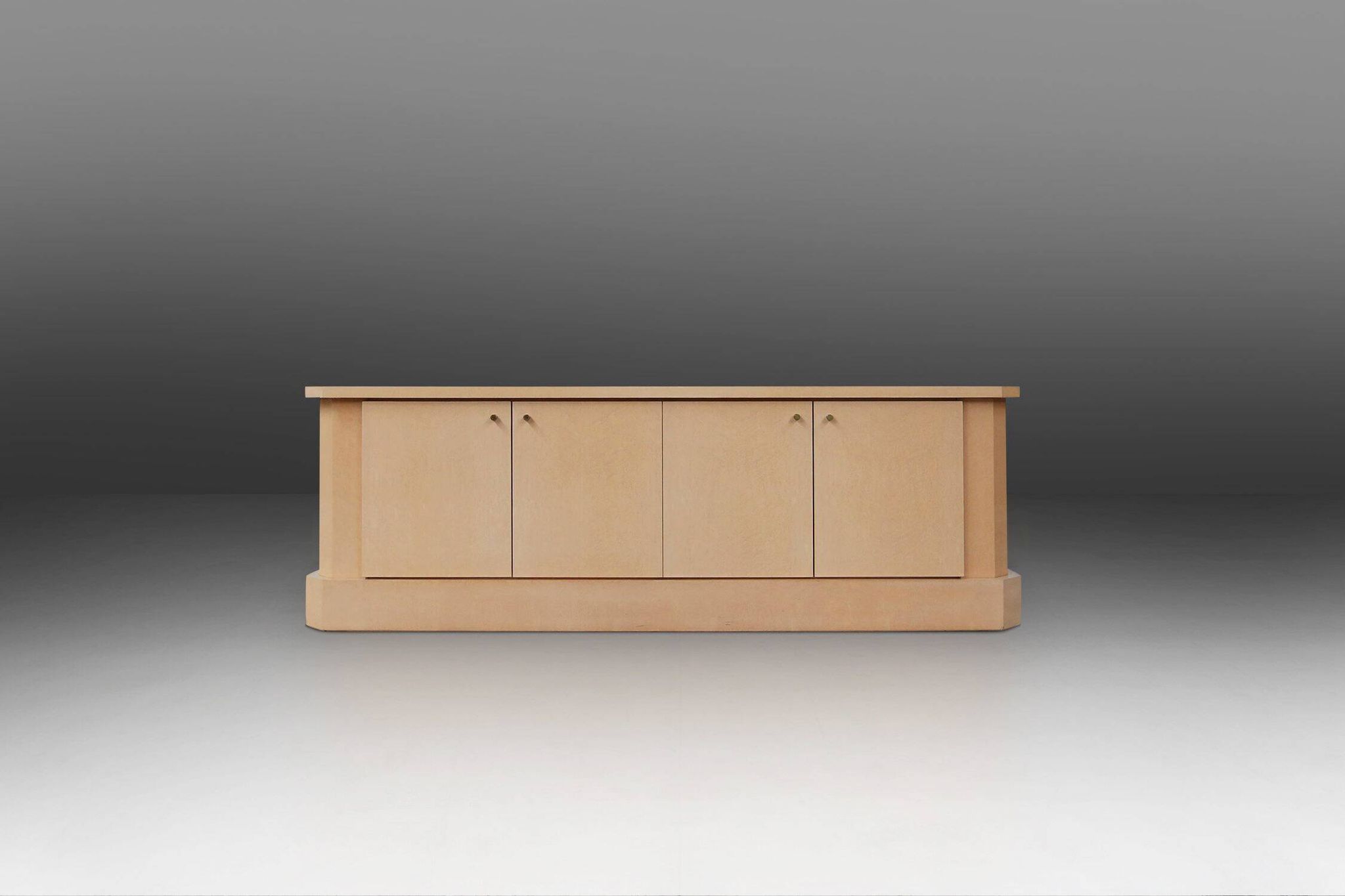 Ivory Lacquer Sideboard in burl wood by Jean Claude Dresse, 1940s
