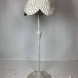 Mid-century French rattan wicker boho floor lamp, 1950s-1960s