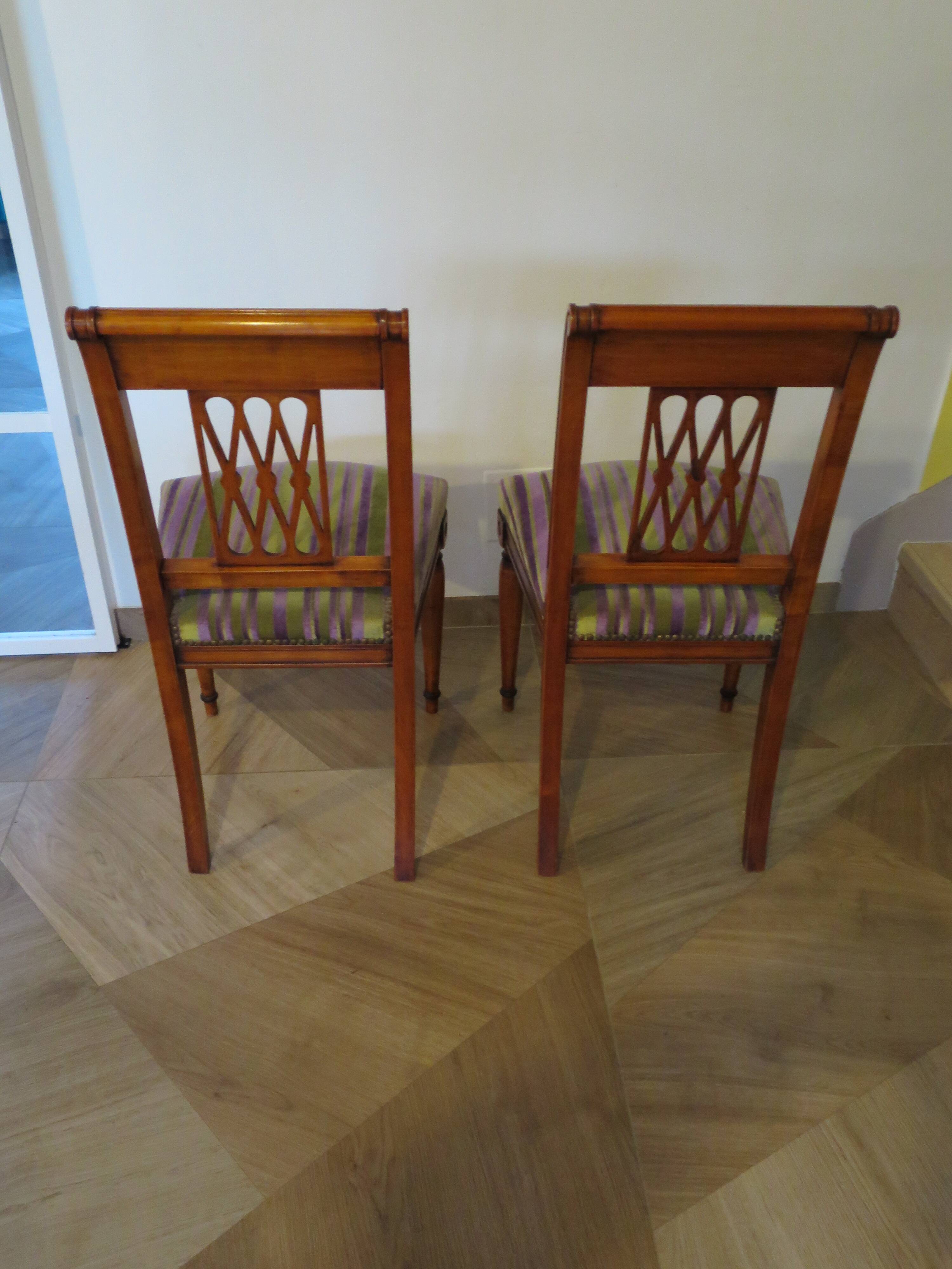 Set of 2 Purple and Green Tapestry Chairs - Cherry