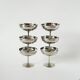 Set of 6 stainless steel bowls with fine feet, Design, 1970