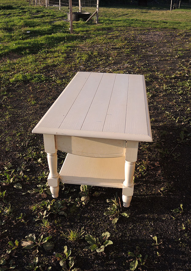Old white painted wooden coffee table