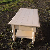 Ancienne Table Basse en Bois Peint Blanc