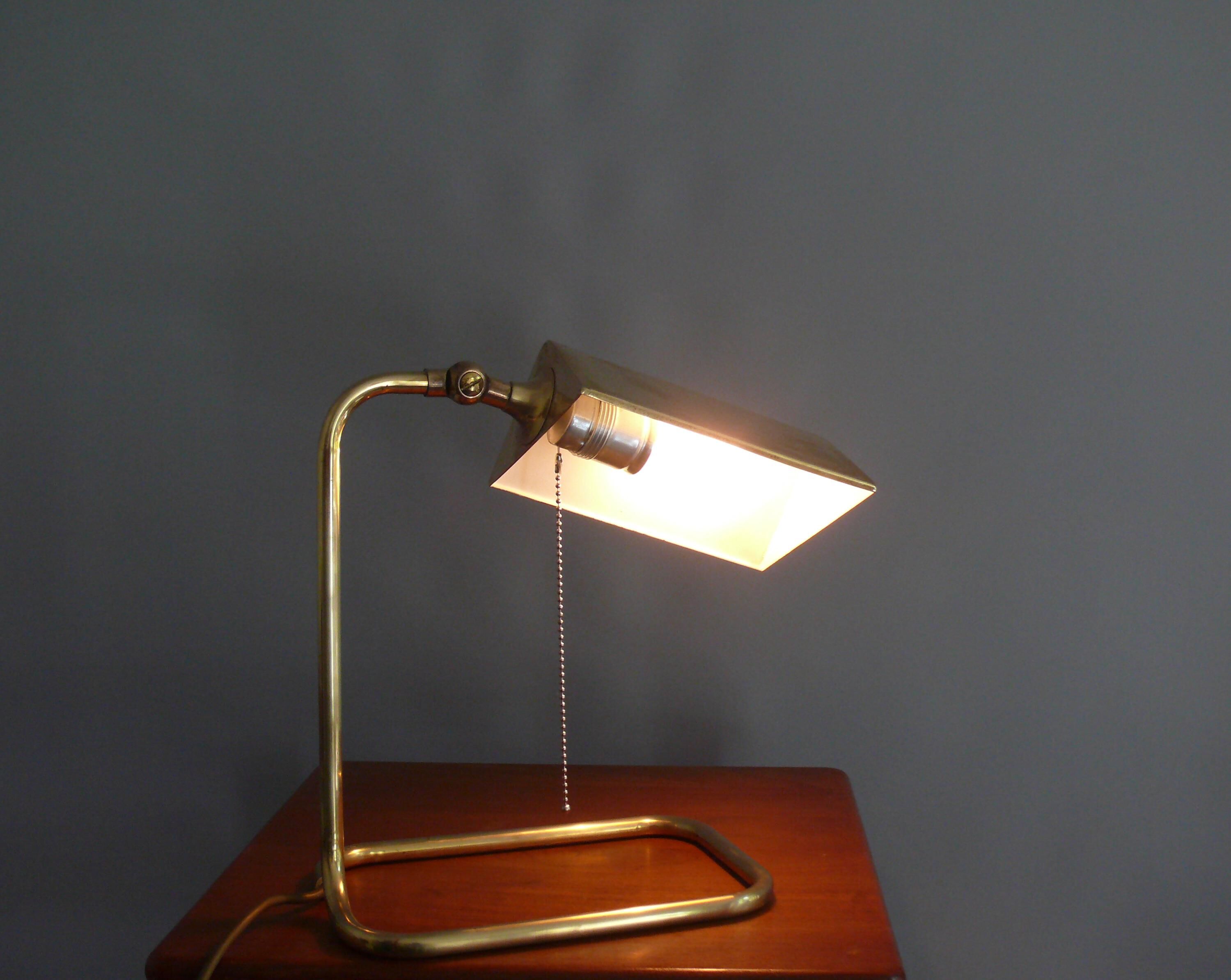 Lampe de banquier en laiton, conçue par Florian Schulz, années 1970 - Allemagne