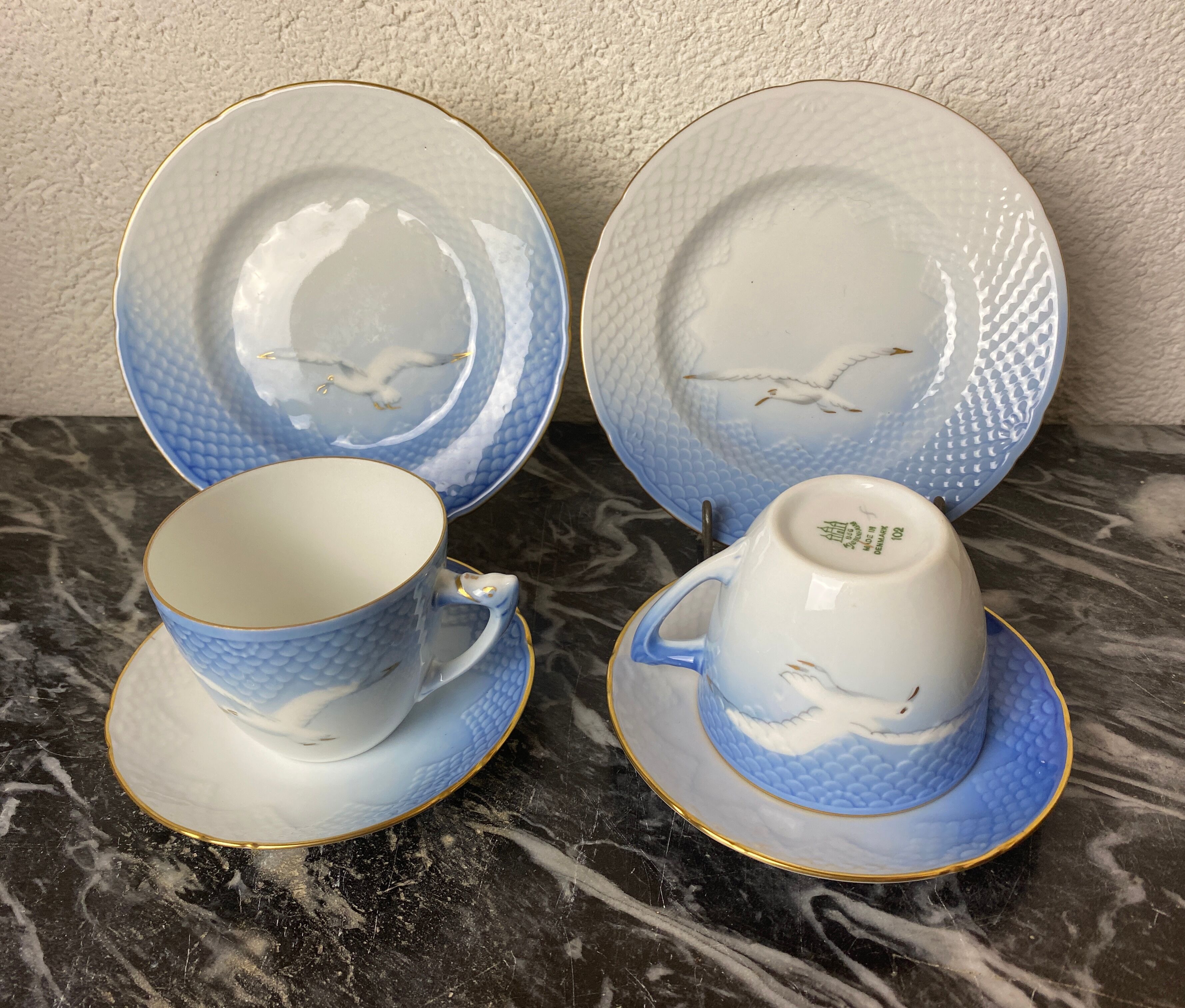 Set of 2 porcelain breakfast sets "Royal Copenhagen"