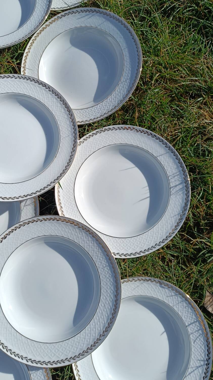 Twelve white porcelain plates