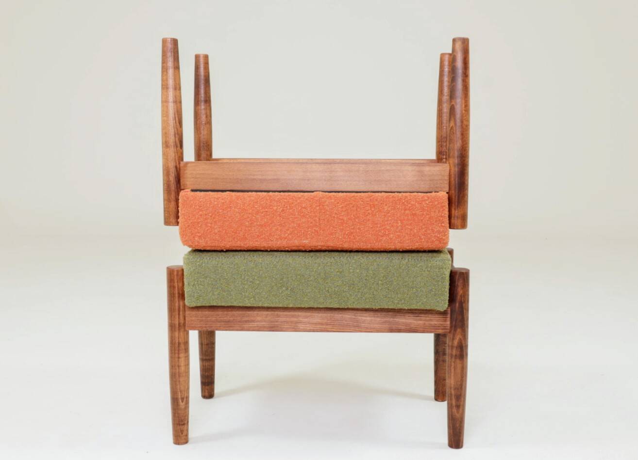 Scandinavian orange/green stool set of 2