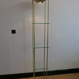 Luminous glass and brass showcase of the Lustrerie Deknudt