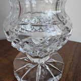 Cut and engraved crystal vase – vintage floral decoration