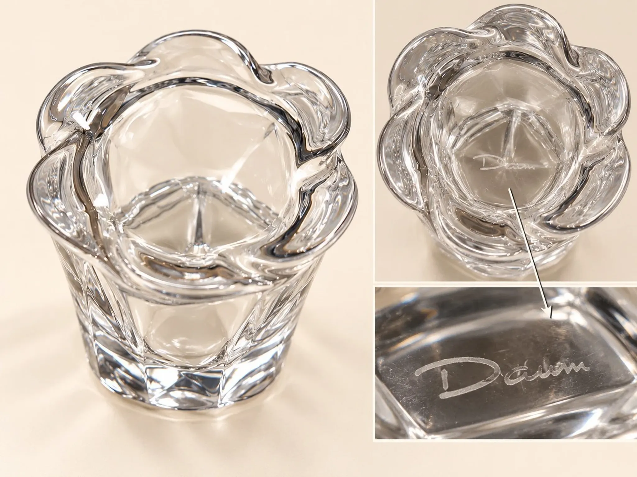 8 Cut Crystal Porto Glasses Daum - Art Nouveau 1900s
