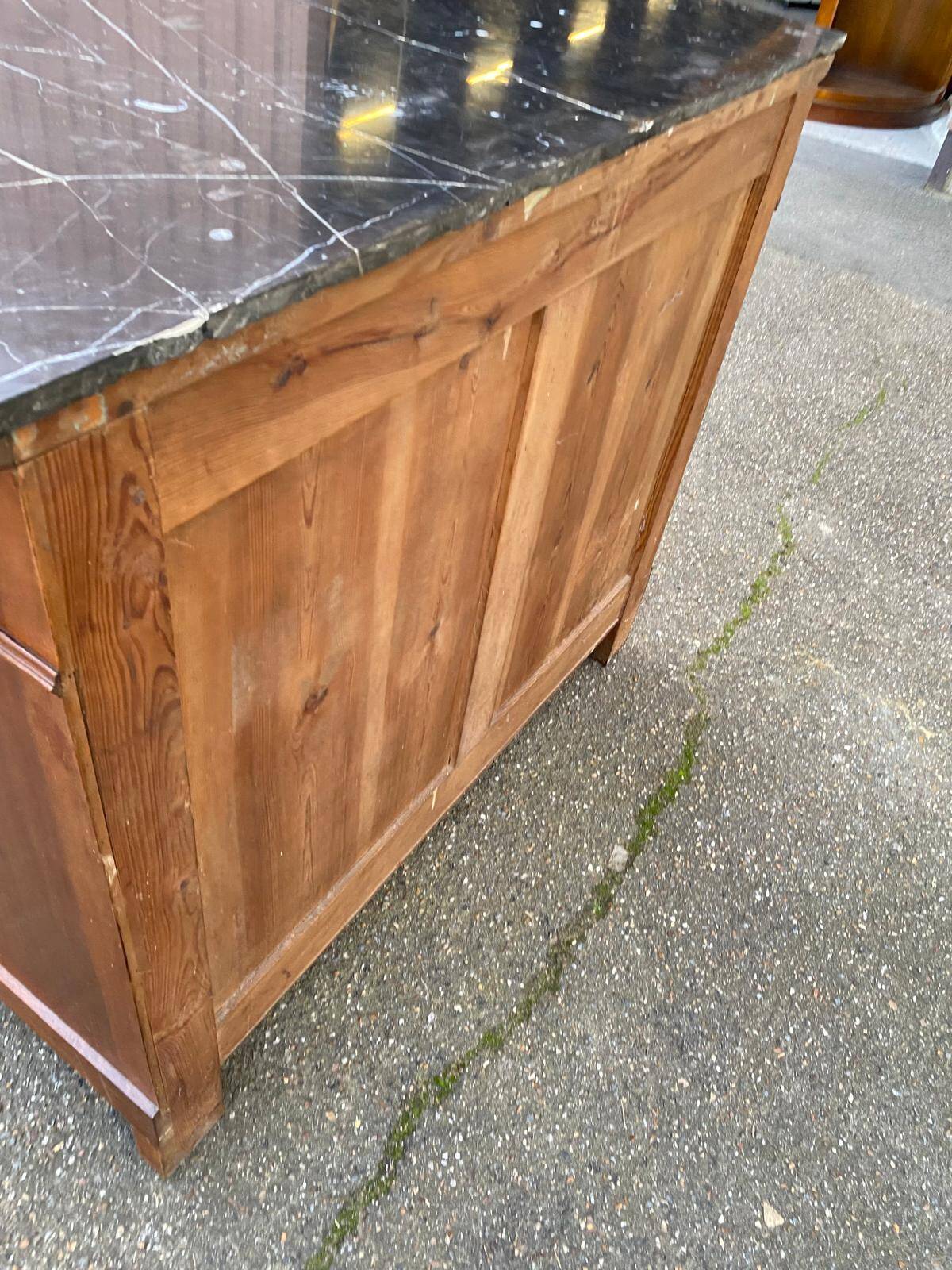 Vintage Louis Philippe commode in wood and grey marble from the 20th century.