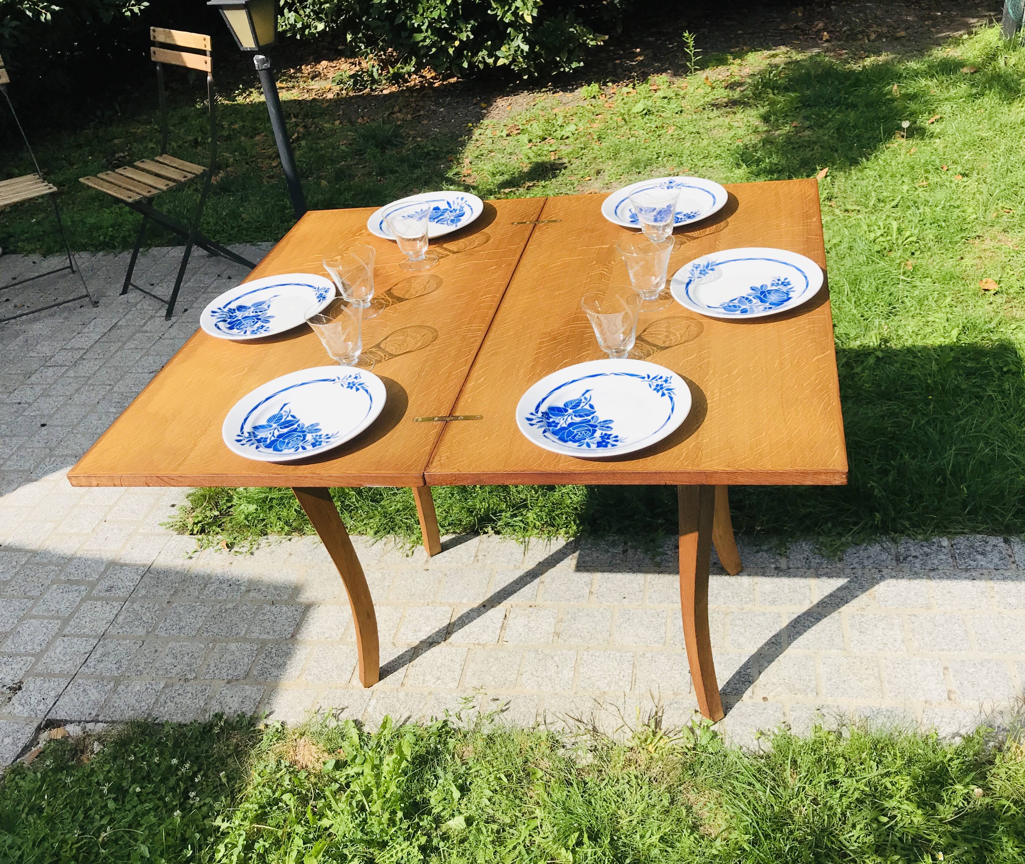 Vintage folding dining table for 2 to 6 diners