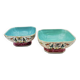 Pair of Chinese wedding bowls with blue floral pattern interior
