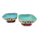 Pair of Chinese wedding bowls with blue floral pattern interior
