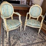 Paire de fauteuils style Louis XVI