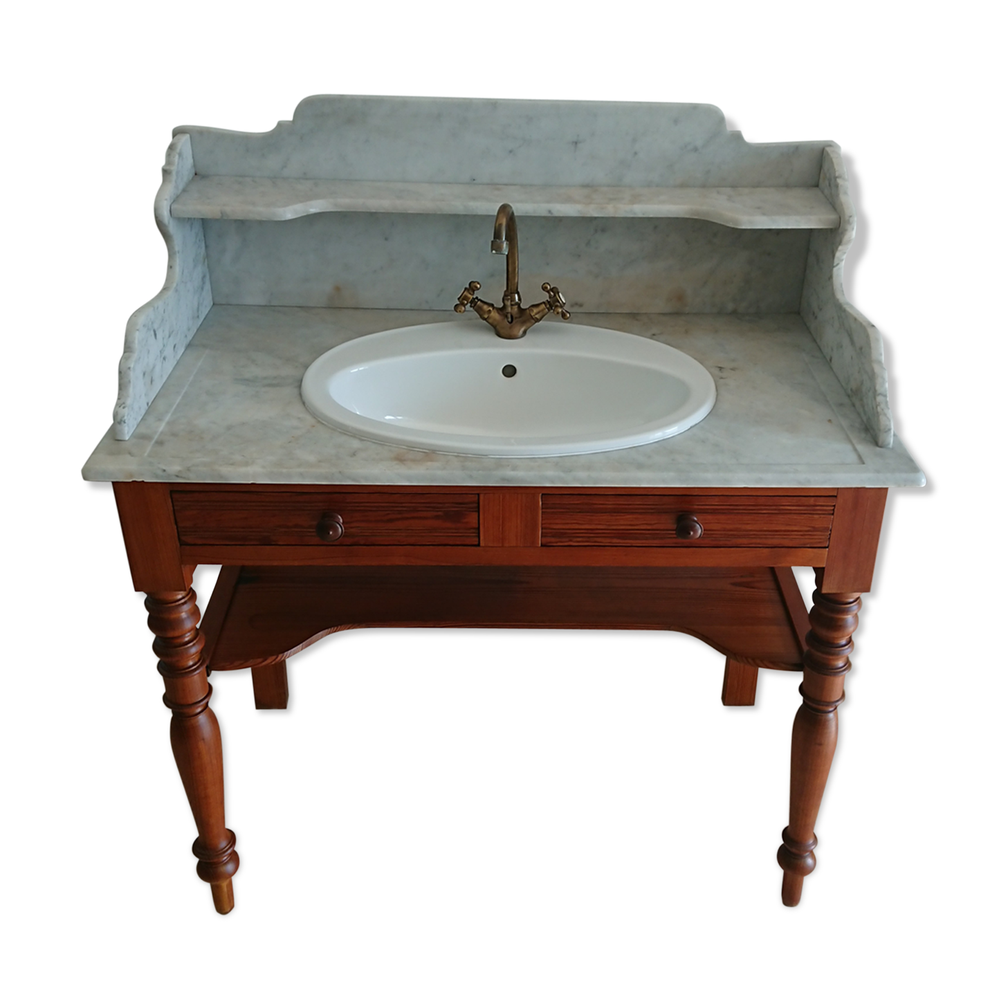 Toilet table on marble with cacker