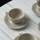 Ceramic cups and saucers with flower decoration