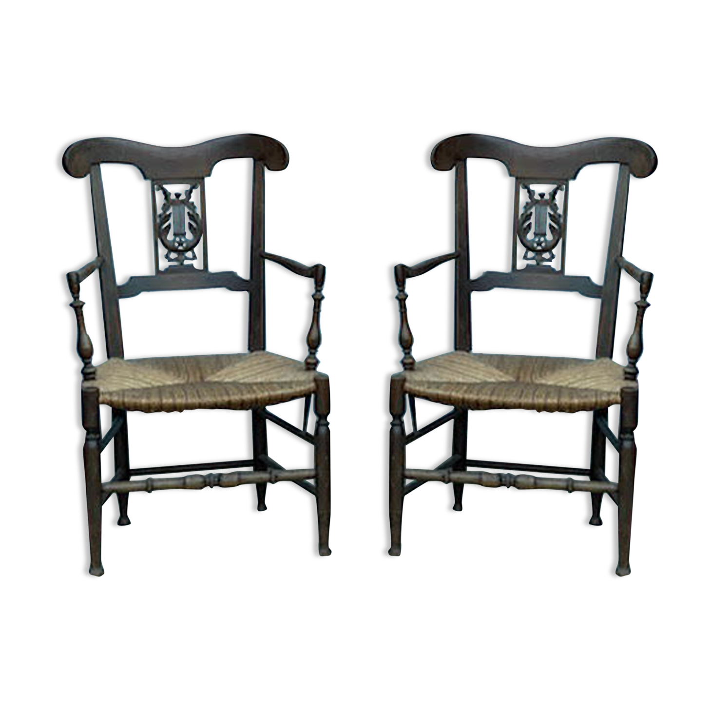 Nice pair of straw armchairs