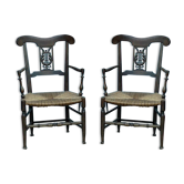 Paire de fauteuils en paille