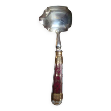 Art Deco silver and porcelain fruit ladle