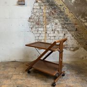 Folding wooden service trolley, 1960